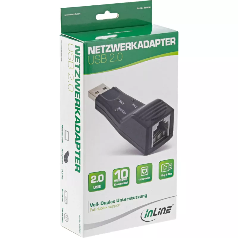 InLine USB 2.0 sieťový adaptér 10 / 100Mbit
