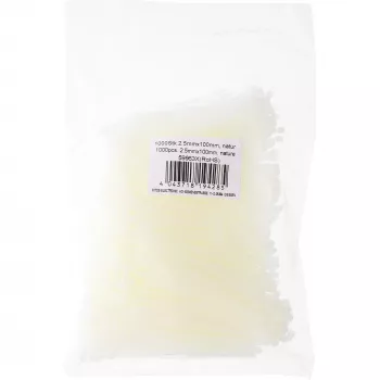 Káblová páskа InLine 100 mm x 2,5 mm biela, nylon, pevnosť v ťahu 78,5 N, 1000 ks