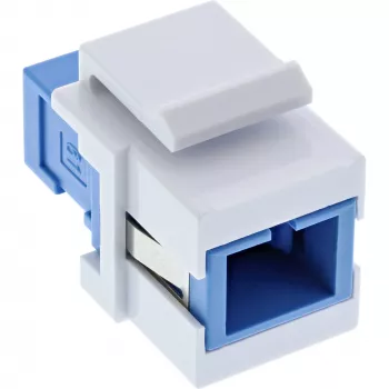 Keystone Snap-in optický adaptér InLine SC–SC Simplex SM s keramickou objímkou, plochý, biely