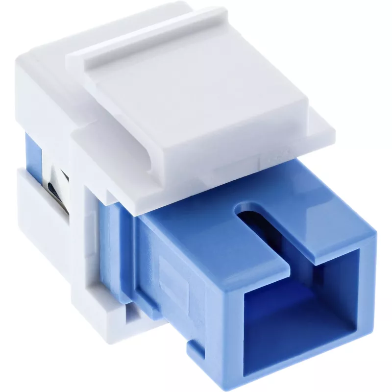 Keystone Snap-in optický adaptér InLine SC–SC Simplex SM s keramickou objímkou, plochý, biely
