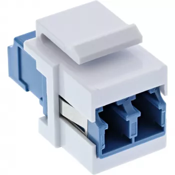 InLine FO Keystone Snap-in adaptér biely, Duplex LC/LC, SM, keramická objímka, modrý