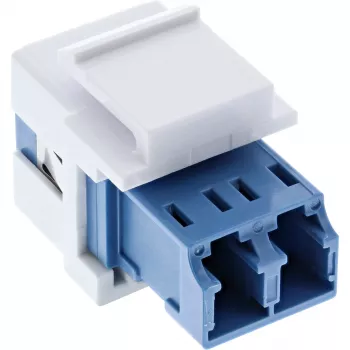 InLine FO Keystone Snap-in adaptér biely, Duplex LC/LC, SM, keramická objímka, modrý
