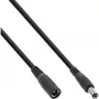 InLine DC predlžovací kábel, DC konektor samec/samica 5,5x2,1 mm, AWG 18, čierny 3 m