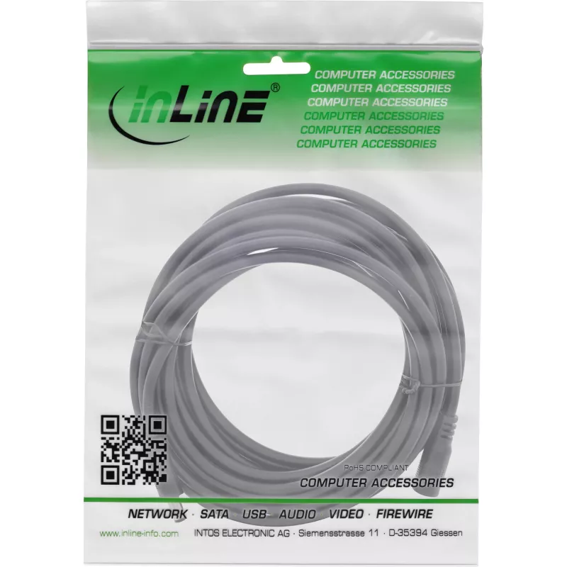 InLine DC predlžovací kábel, DC konektor samec/samica 5,5x2,1 mm, AWG 18, čierny 3 m