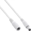 InLine DC predlžovací kábel, DC konektor samec/samica 5,5x2,1 mm, AWG 18, biely 5 m
