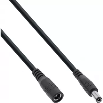 InLine DC predlžovací kábel, DC konektor samec/samica 5,5x2,1 mm, AWG 18, čierna 2 m