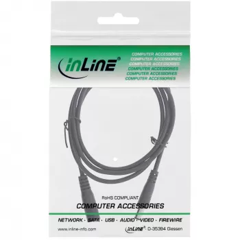 InLine DC predlžovací kábel, DC konektor samec/samica 5,5x2,1 mm, AWG 18, čierna 2 m