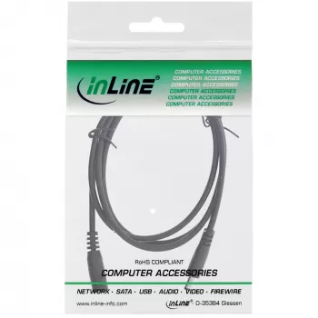 InLine DC predlžovací kábel, DC konektor samec/samica 4,0x1,7 mm, AWG 18, čierna 0,5 m