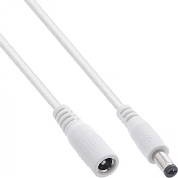 InLine DC predlžovací kábel, DC konektor samec/samica 5,5x2,5 mm, AWG 18, biela 1 m