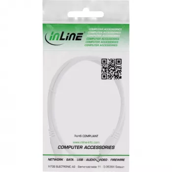 InLine DC predlžovací kábel, DC konektor samec/samica 5,5x2,5 mm, AWG 18, biela 1 m