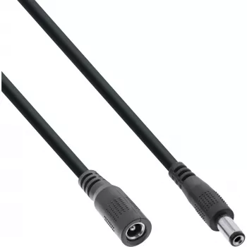 InLine DC predlžovací kábel, DC konektor samec/samica 5,5 x 2,5 mm, AWG 18, čierna 3 m