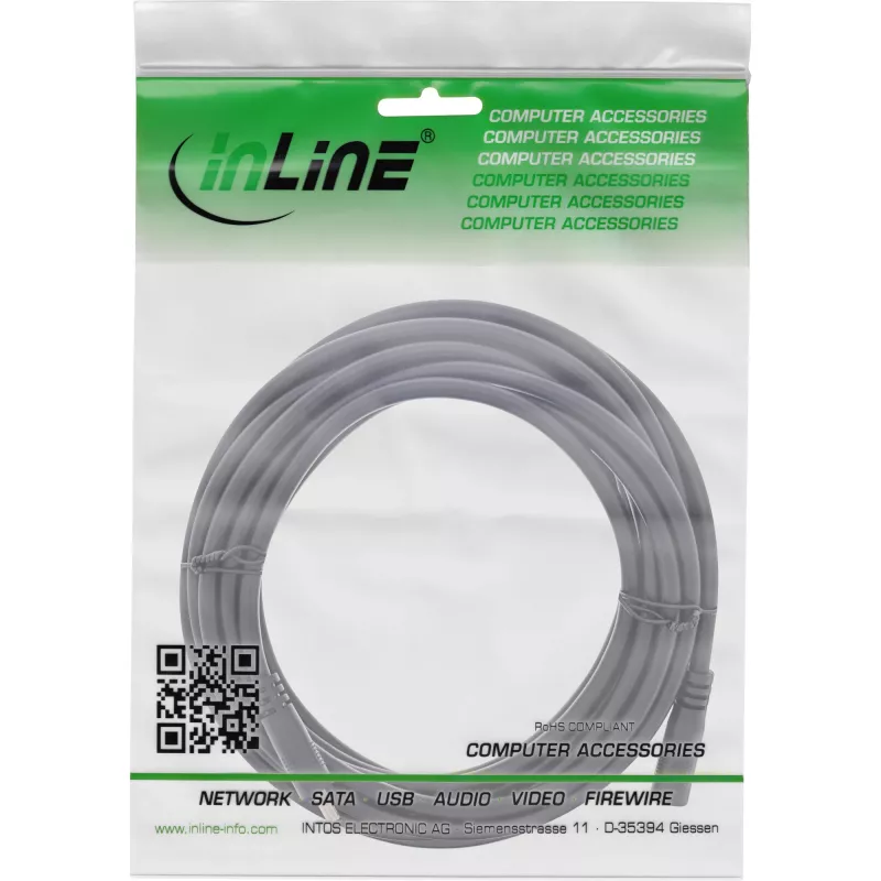 InLine DC predlžovací kábel, DC konektor samec/samica 3,5x1,35 mm, AWG 18, čierny 5 m