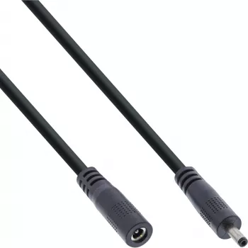 InLine DC predlžovací kábel, DC konektor samec/samica 3,5x1,35 mm, AWG 18, čierna 1 m