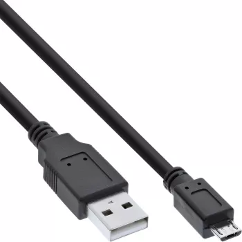 InLine Micro-USB 2.0 kábel USB Type-A konektor samec / Micro-B konektor samec, čierna, 1 m