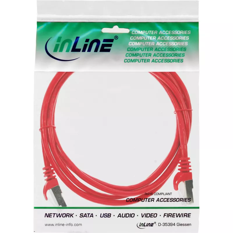 InLine patch kábel SF/UTP Cat.5e červený 2 m