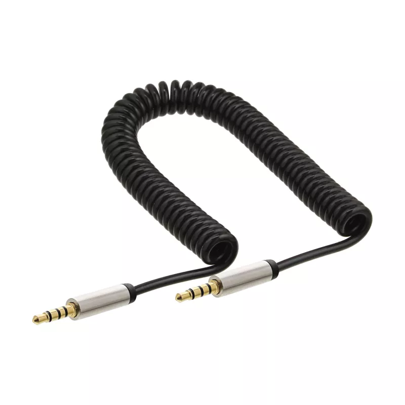 InLine tenký audio špirálový kábel 3,5 mm konektor samec / konektor samec 4-pólový stereo 0,5 m