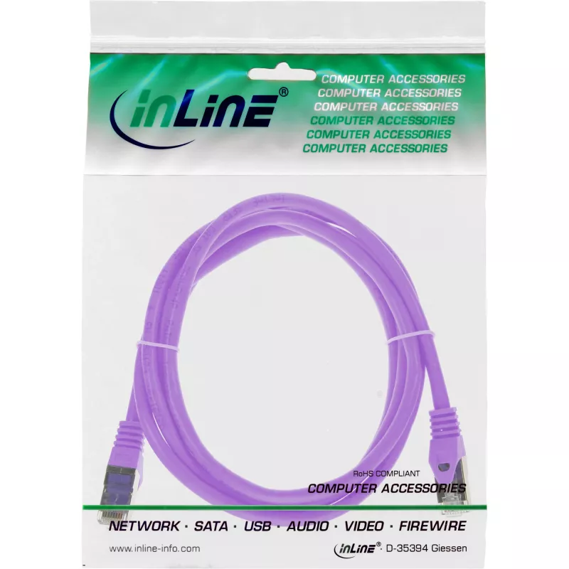 InLine patch kábel SF/UTP Cat.5e fialový 3m