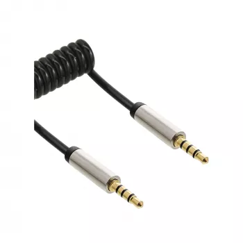 InLine tenký audio špirálový kábel 3,5 mm konektor samec / konektor samec 4-pólový stereo 2 m