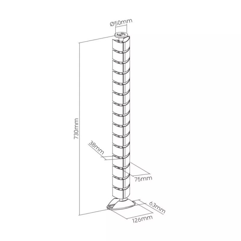 Káblový kanál, InLine 59997C flexibilný vertikálny stolový kanál, 2 komory, 0,80 m, biela