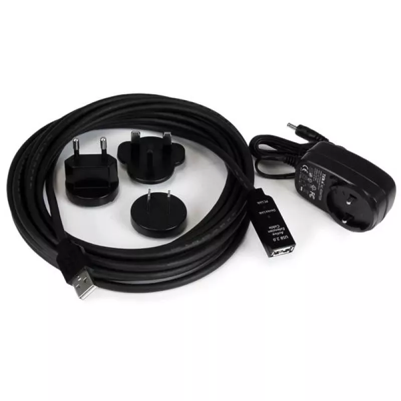 StarTech.com 5m USB 2.0 aktívny predlžovací kábel - M/F, 5 m, USB A, USB A, USB 2.0, konektor samec/konektor samica, čierny
