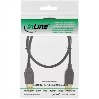 InLine USB 2.0 kábel, AM/AM, čierny, pozlátené kontakty, 3m