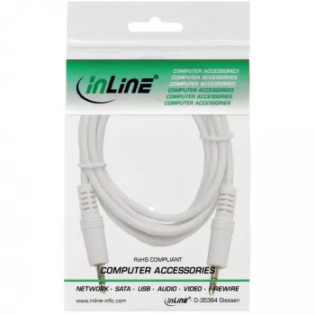 InLine audio kábel 3,5 mm jack konektor samec/konektor samec, biely/zlatý, 2 m