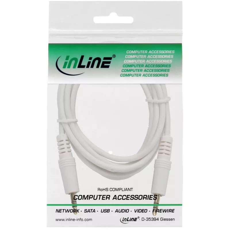 InLine audio kábel 3,5 mm jack konektor samec/konektor samec, biely/zlatý, 2 m