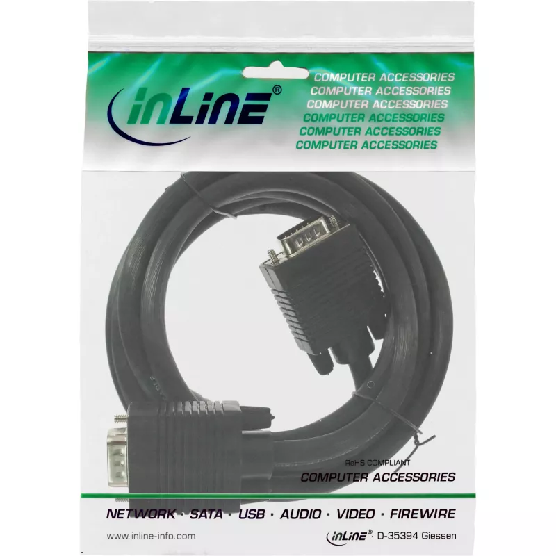 S-VGA kábel 15HD konektor samec/konektor samec čierny 0,3 m InLine 17803B