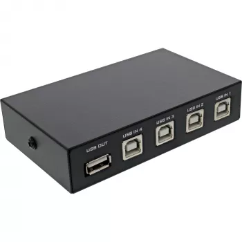 InLine USB 2.0 switch manuálny USB-A zariadenie na 4 počítače káblový