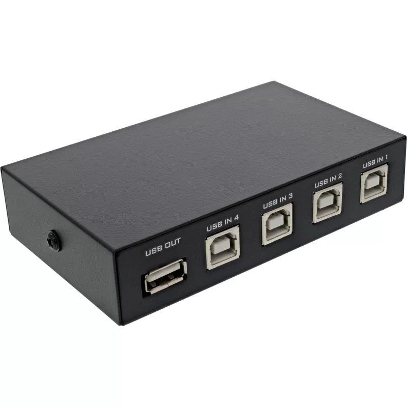 InLine USB 2.0 switch manuálny USB-A zariadenie na 4 počítače káblový