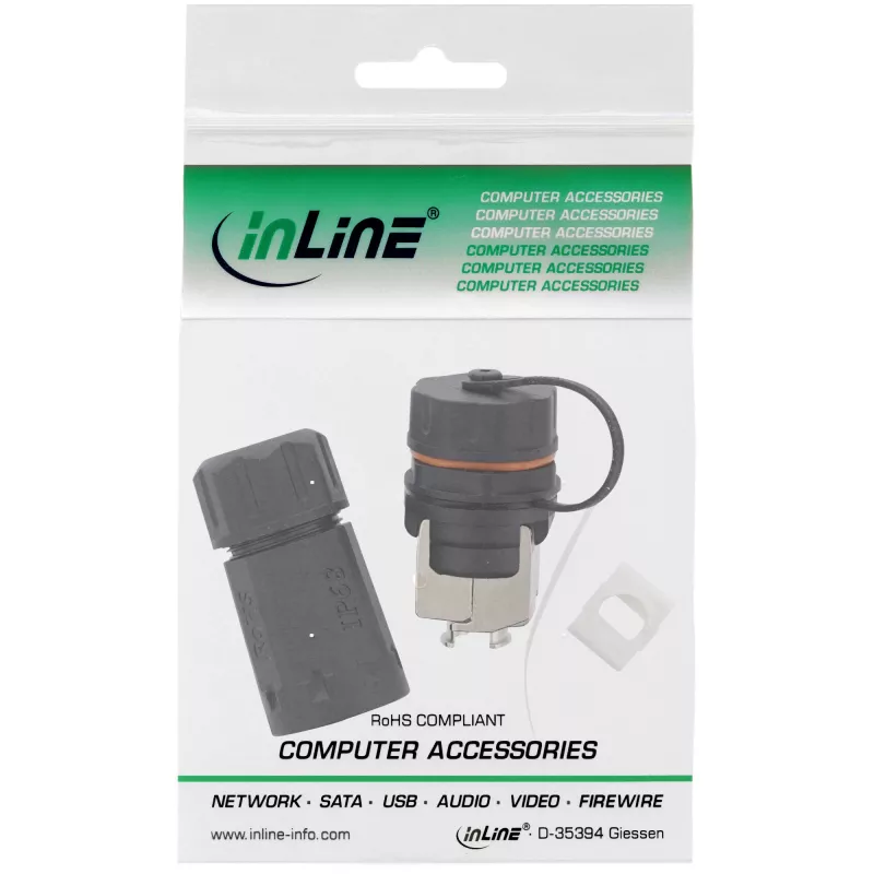 InLine sada spojok Cat.6A, vodotesná IP68, 2x RJ45 F/F, 1:1