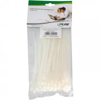 InLine označovacie pásky na káble 200 mm x 4,8 mm, nylon, 100 ks, prírodná