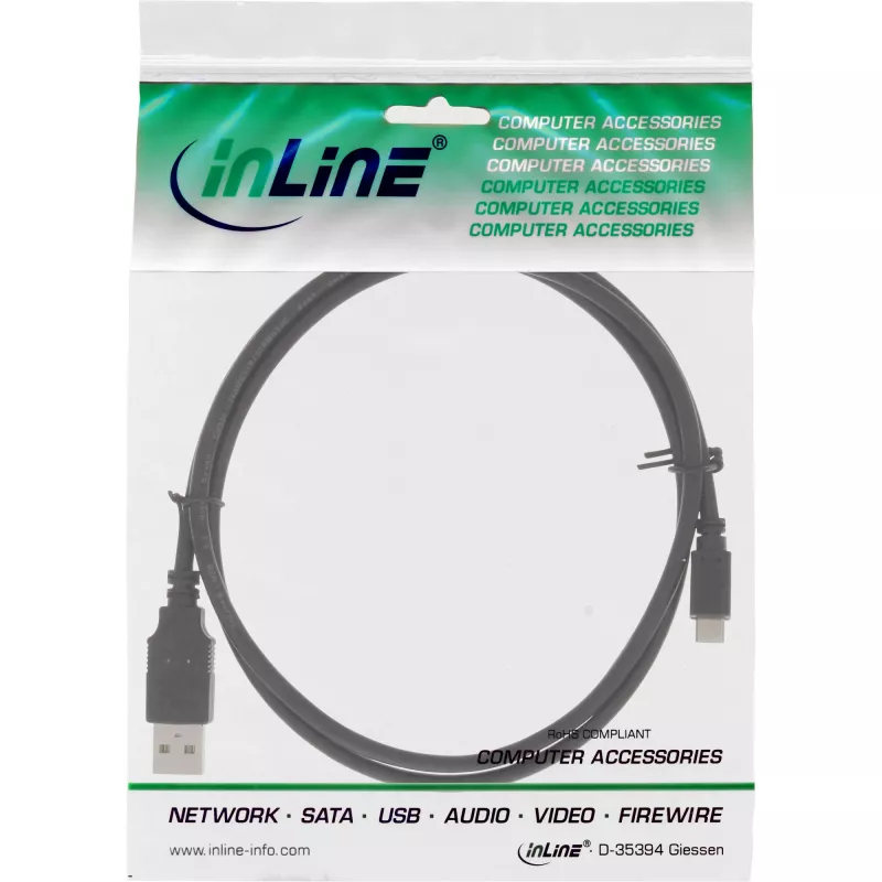 InLine Micro USB 2.0 rýchlonabíjací kábel USB Type-A konektor samec / Micro-B konektor samec, 2 m