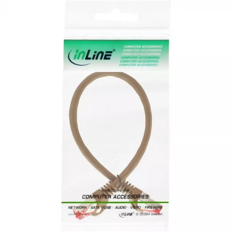 InLine patch kábel S/FTP PiMF Cat.6 250MHz PVC meď hnedý 0,25m