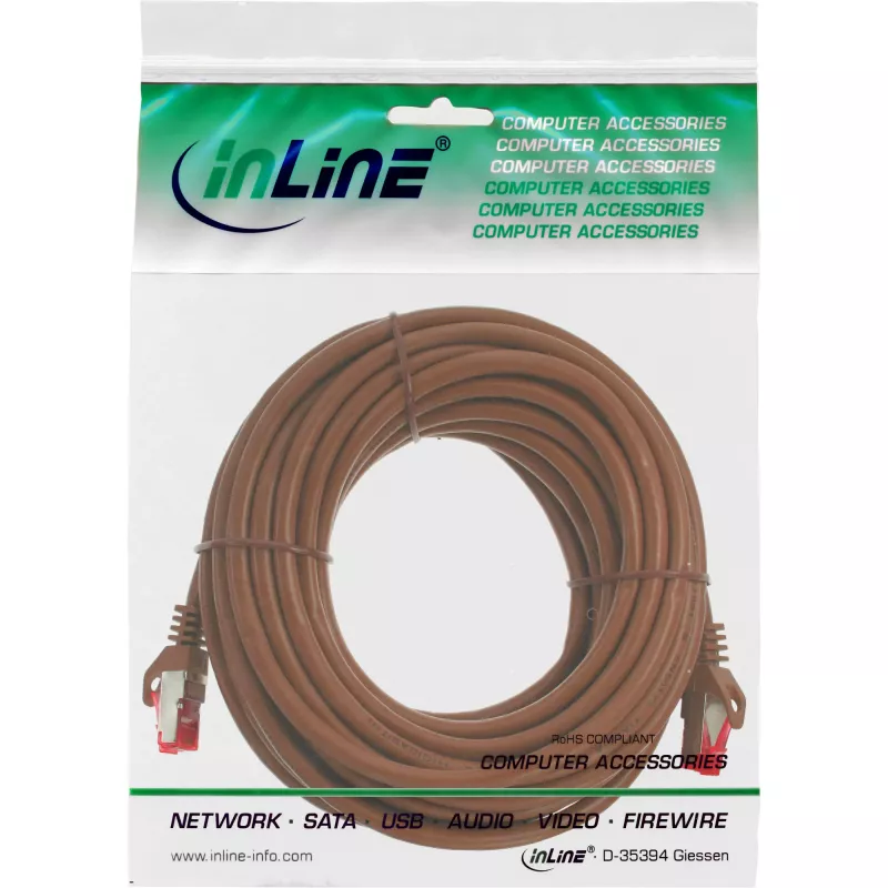InLine patch kábel S/FTP PiMF Cat.6 250MHz PVC meď hnedý 15m