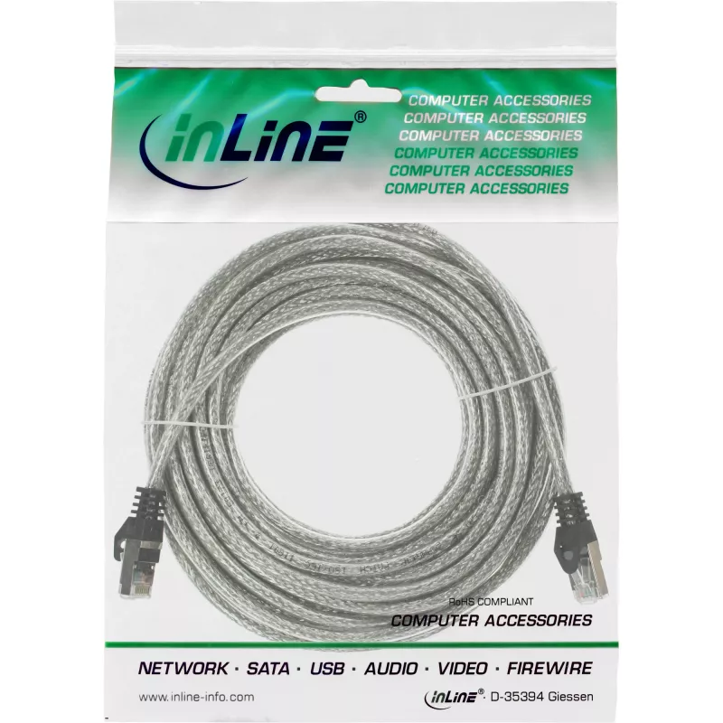 InLine patch kábel SF/UTP Cat.5e transparentná 15m