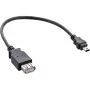 InLine USB 2.0 kábel, konektor samica A / Mini-5-pin konektor samec, 0,2 m, 0,2 m, Mini-USB B, USB A, USB 2.0, konektor samec/samica, čierny