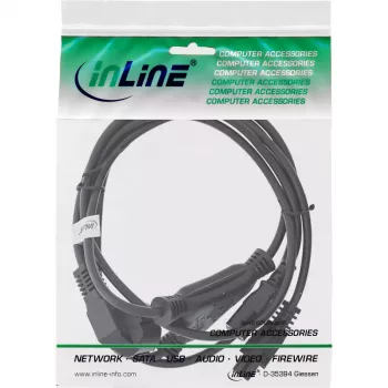 InLine Y napájací kábel CEE 7/7 konektor samec zahnutý / 3-pólový IEC C13 a C5 konektor samec, 2 m