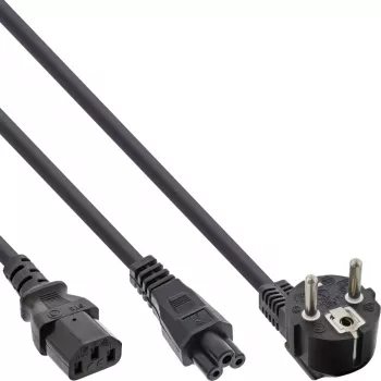 InLine Y napájací kábel CEE 7/7 konektor samec zahnutý / 3-pólový IEC C13 a C5 konektor samec, 2 m