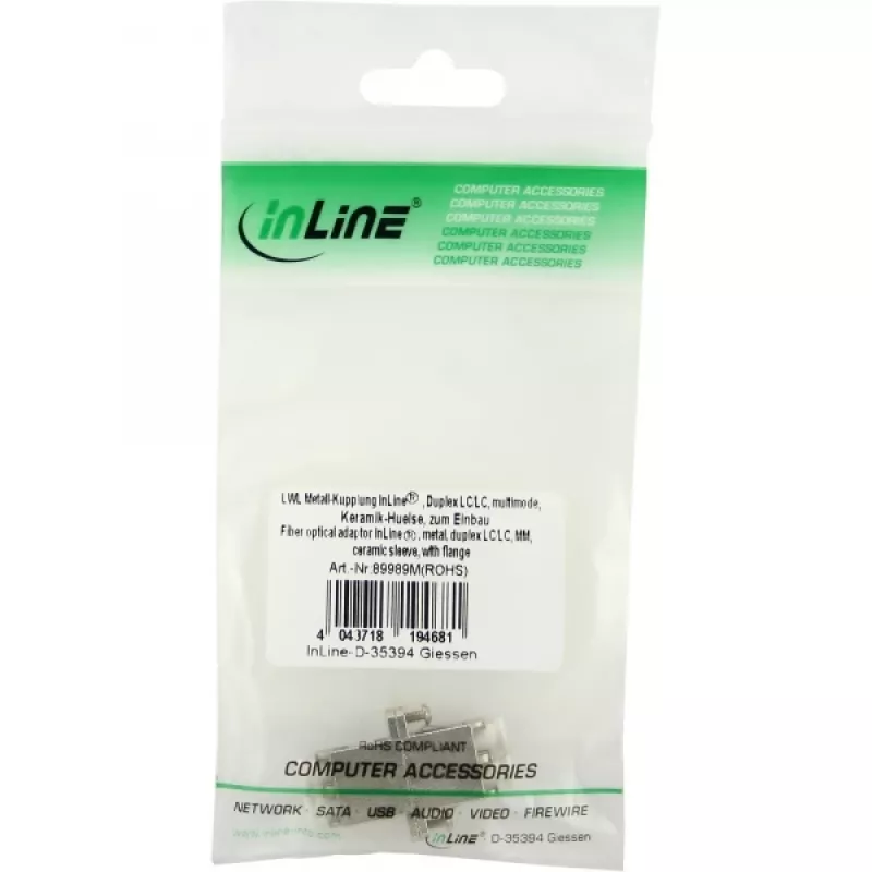InLine optický adaptér kovový duplex LC/LC MM keramická objímka s prírubou 89989M