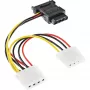 SATA napájací kábel SATA konektor samica / 3x 4-pin Molex konektor samec 0,15 m InLine 29679