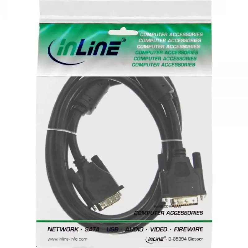 InLine DVI-D kábel 24+1 samec/samec Dual Link 2x feritové jadro 5 m