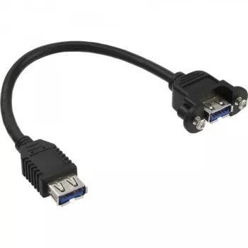 InLine USB 3.0 adaptérový kábel Type-A samica / chassis konektor Type-A, 0,20 m