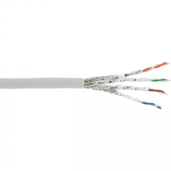 InLine patch kábel S/FTP PiMF Cat.6A bezhalogénový 500 MHz biely 100 m