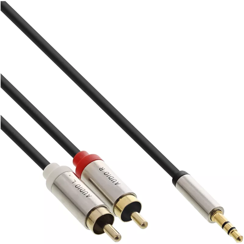 Audio kábel 3,5 mm samec na 2x RCA samec InLine Basic tenký S-99241