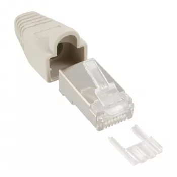 InLine krimpovacia spojka RJ45 8P8C tienená s navliekacou pomôckou a ochranou proti zlomeniu 100 ks