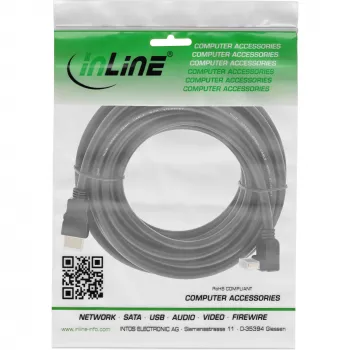InLine High Speed HDMI kábel s Ethernetom, zahnutý, 7,5 m