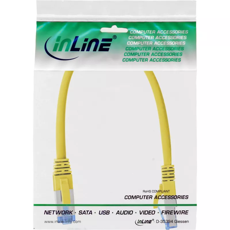 InLine Patch kábel S/FTP PiMF Cat.6A bezhalogénový 500MHz žltý 0,3m