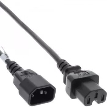 InLine predlžovací napájací kábel, konektor pre tepelné zariadenia IEC-C15/IEC-C14 rovný, 2m