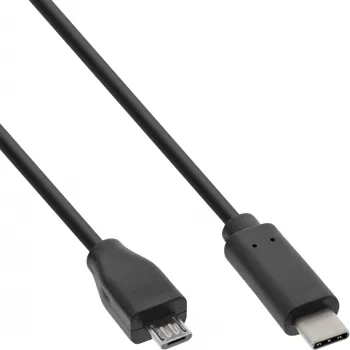 InLine USB 2.0 kábel, USB-C konektor samec / Micro-B konektor samec, čierny, 1m